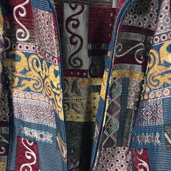 Renaissance Vintage Tapestry High Neck Long Sleeve Jacket Woman 2X - Picture 6 of 8